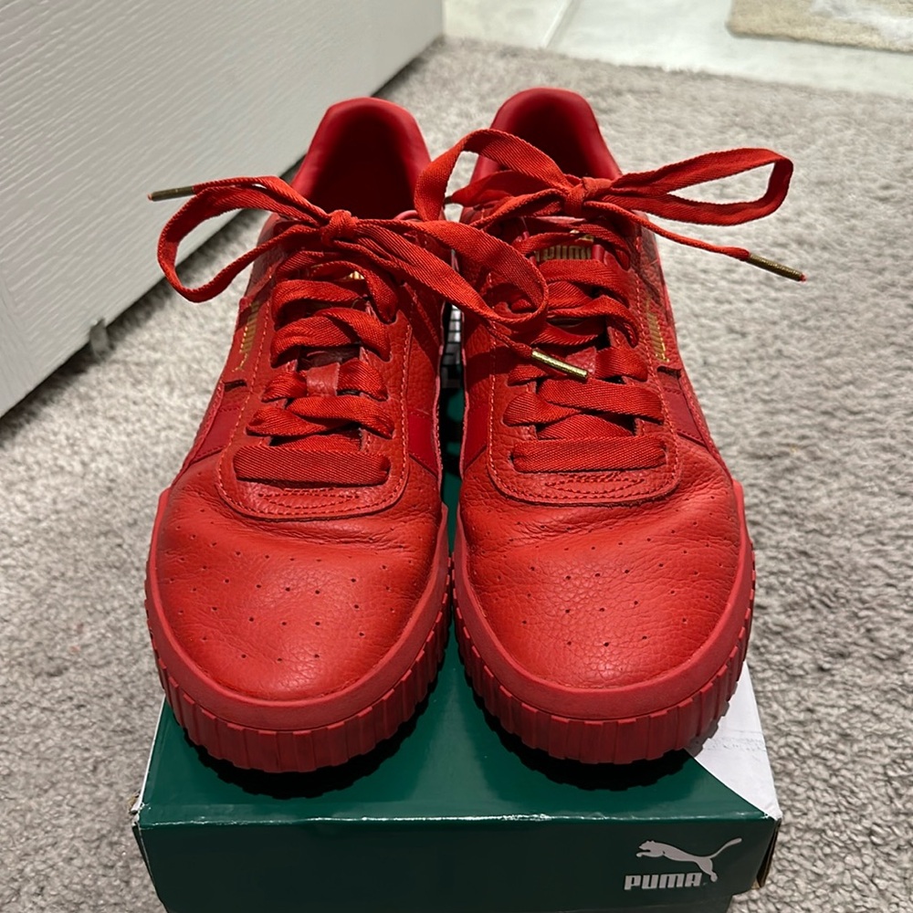 PUMA Cali Wn’s red leather team gold sneakers 10.0